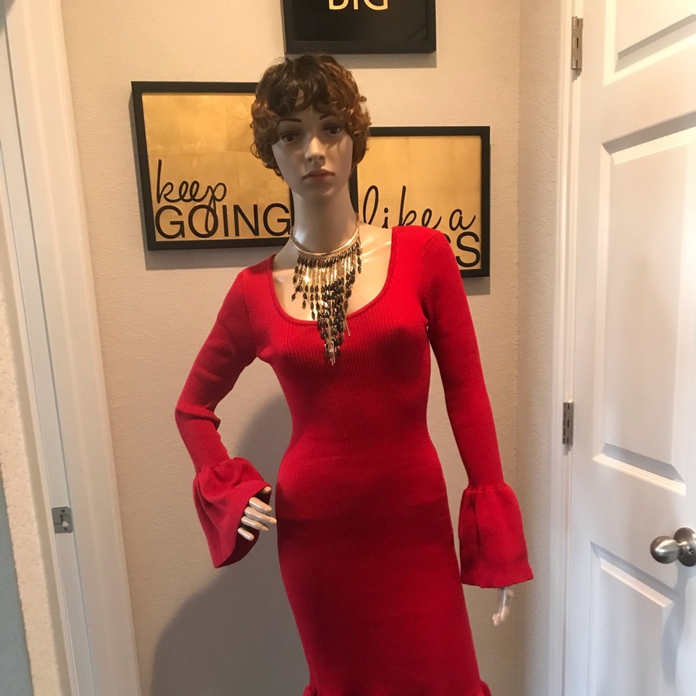 Winter red sweater dress